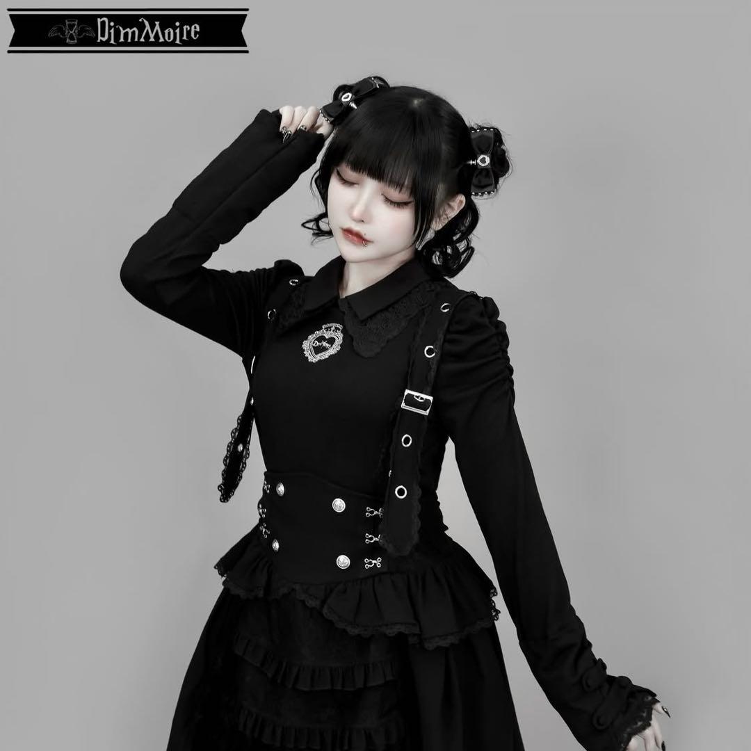 DimMoire おすましレース襟トップス　黒　Mサイズ