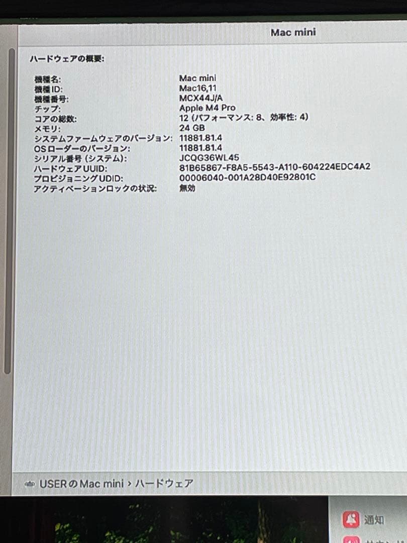 Macデスクトップ Mac mini M4 Pro 12C 16C 24GB 512GB 2024