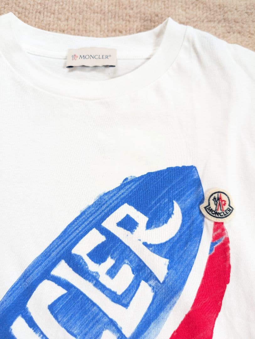 モンクレール　Tシャツ 150cm キッズ　白　ロゴワッペン　2022 極美品