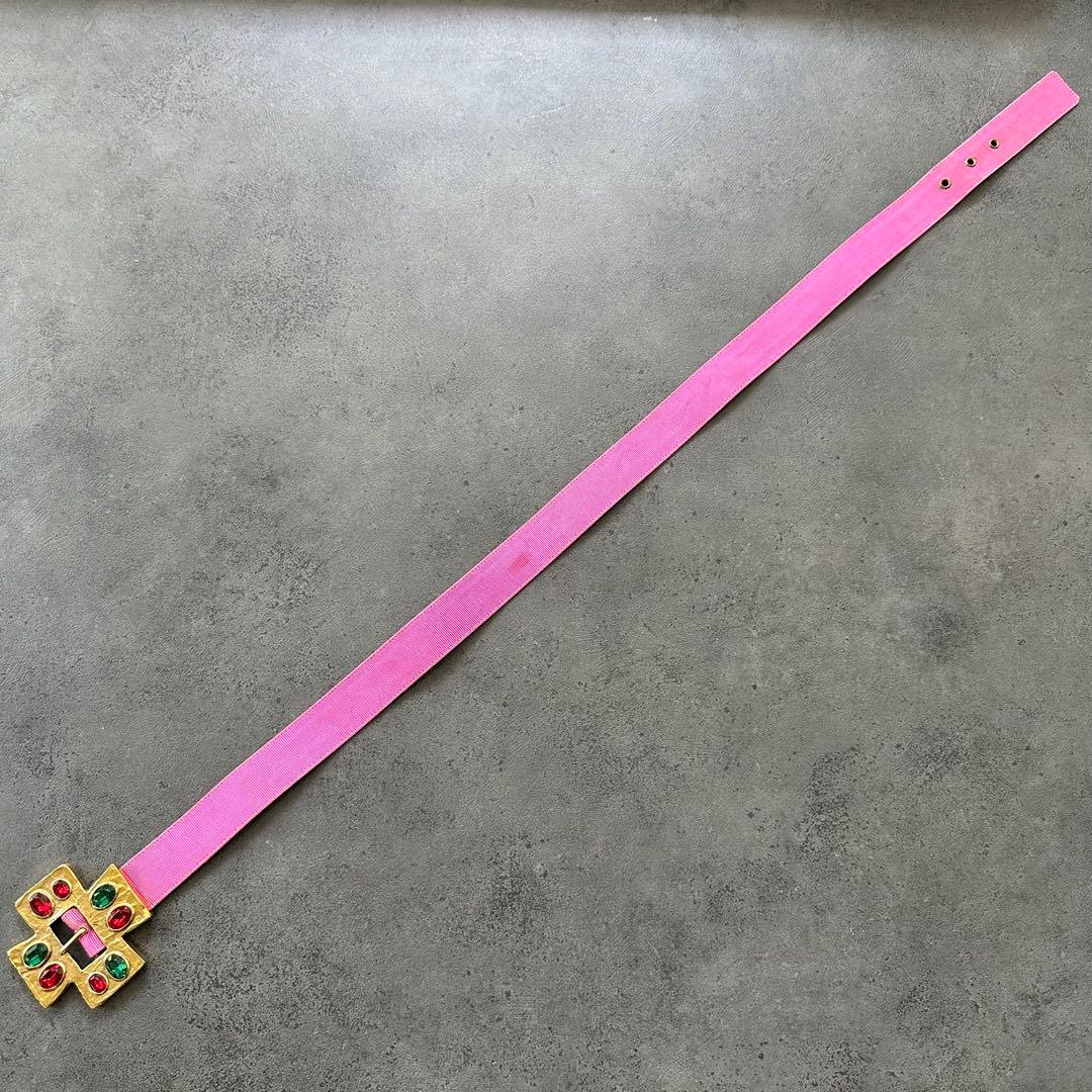 イヴ・サンローラン リヴ・ゴーシュ クリスタル ゴールドクロス ナイロンベルト