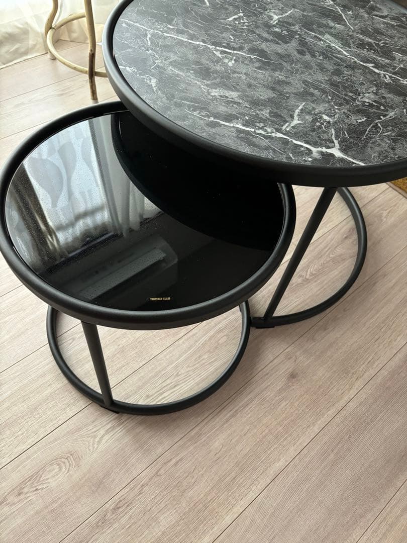 モダンサイドテーブル 大理石風 ネストテーブル