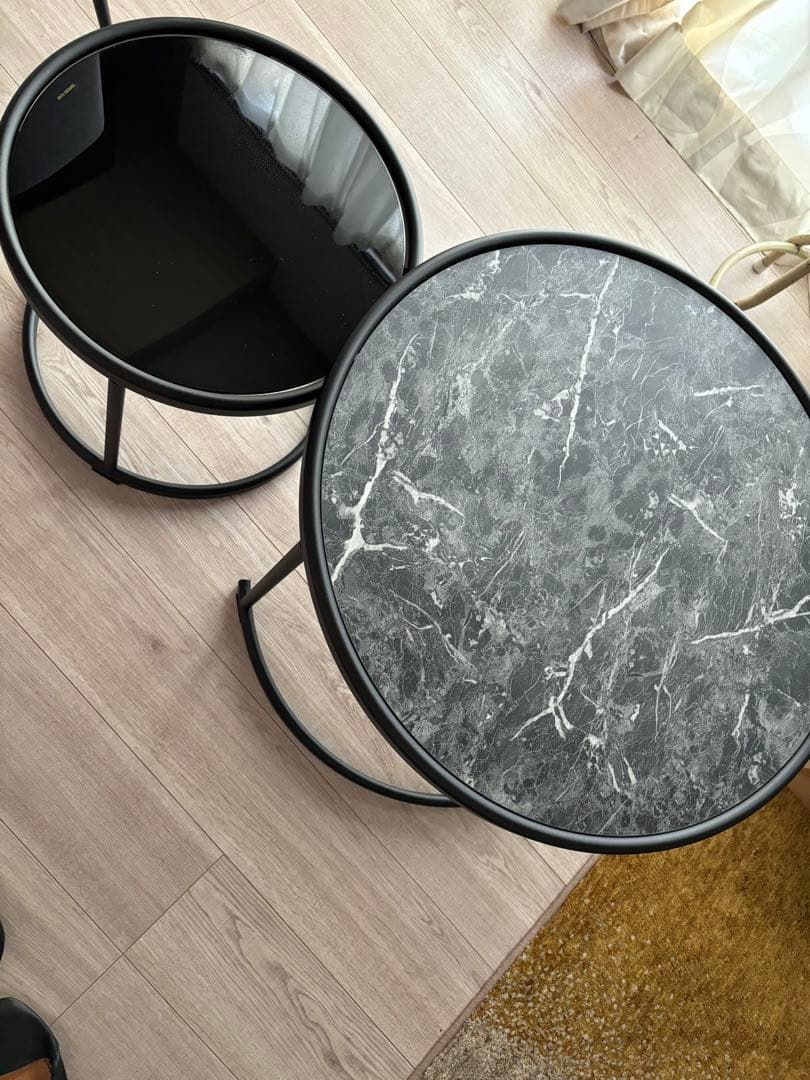 モダンサイドテーブル 大理石風 ネストテーブル