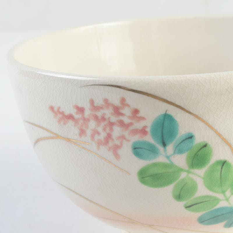 茶道具　白井半七造　色絵　秋草絵　茶碗　銘「涼風」　即中斎極め箱　M　9726