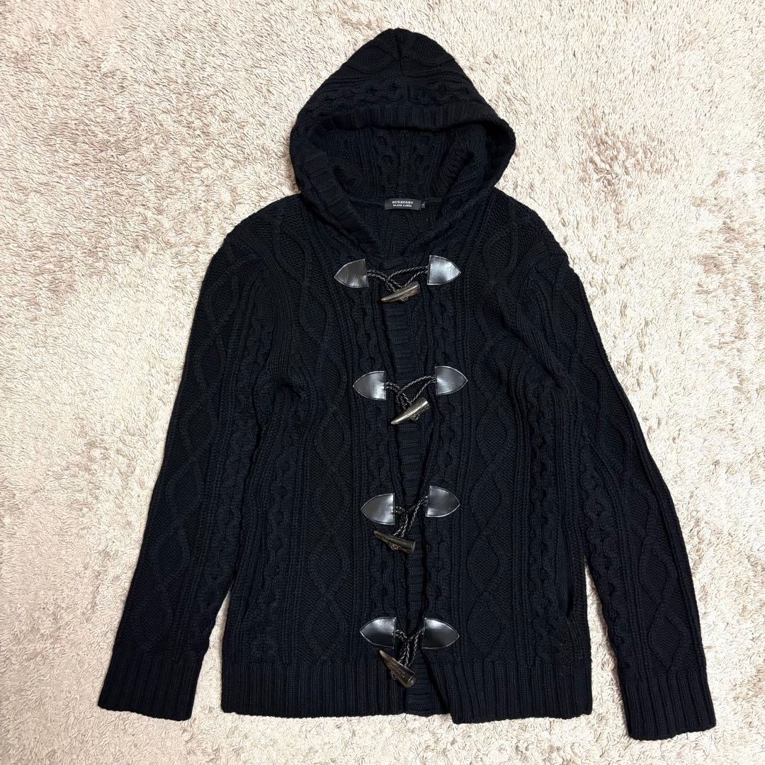 BURBERRY BLACK LABEL ダッフルコート ケーブルニット ジップ