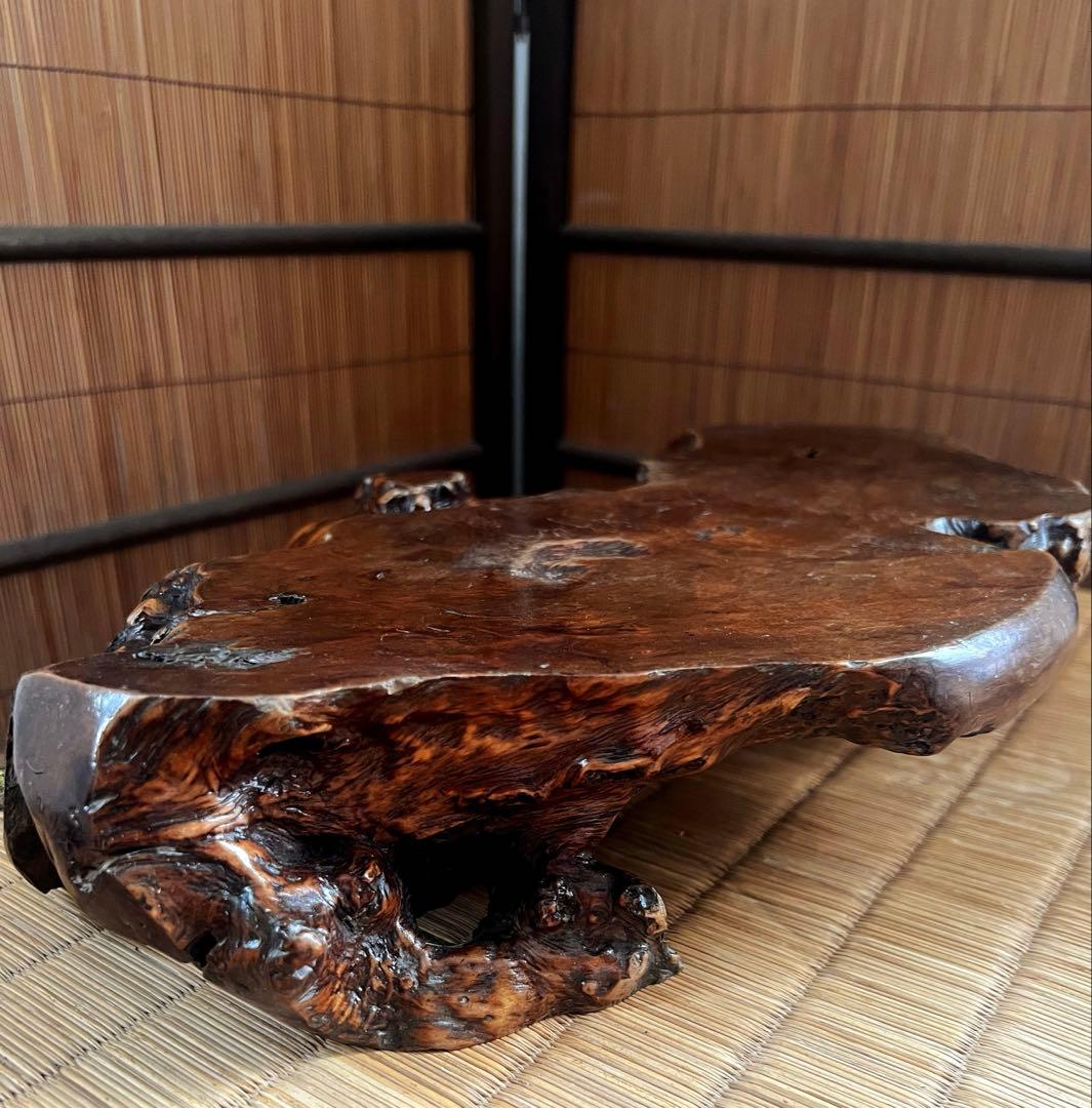 古木 刳抜彫り 花台 香台 盆栽台