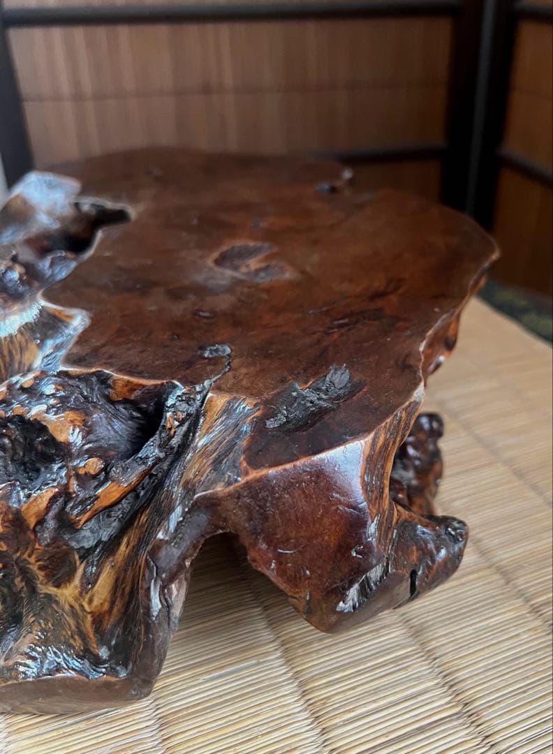 古木 刳抜彫り 花台 香台 盆栽台