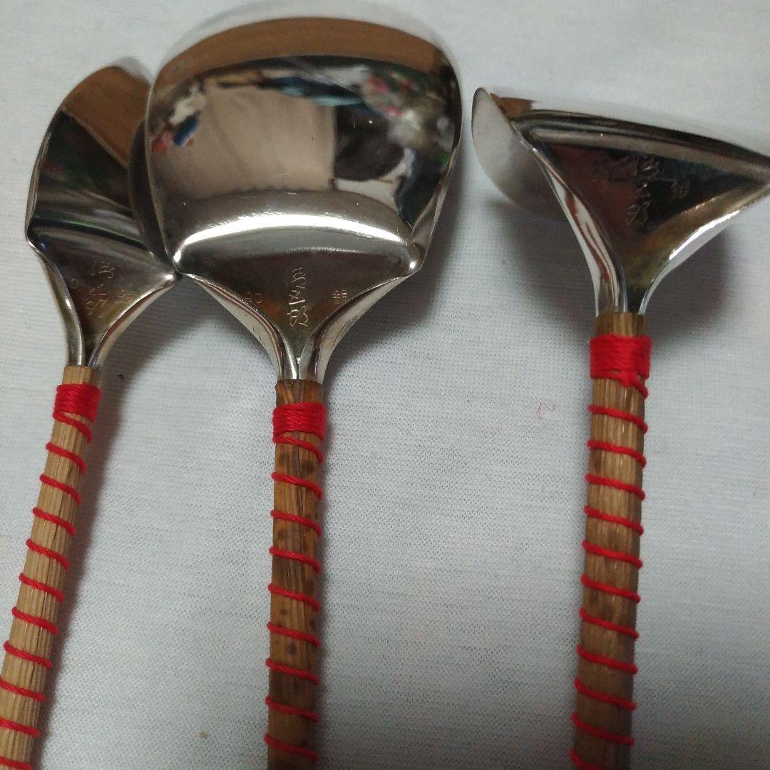 南鐐三本組灰匙。清五郎。銀製。茶道具。伝統工芸品。シルバー製。中古。