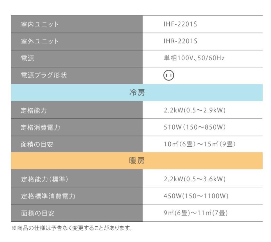 IHR-2208G エアコン本体2024年式