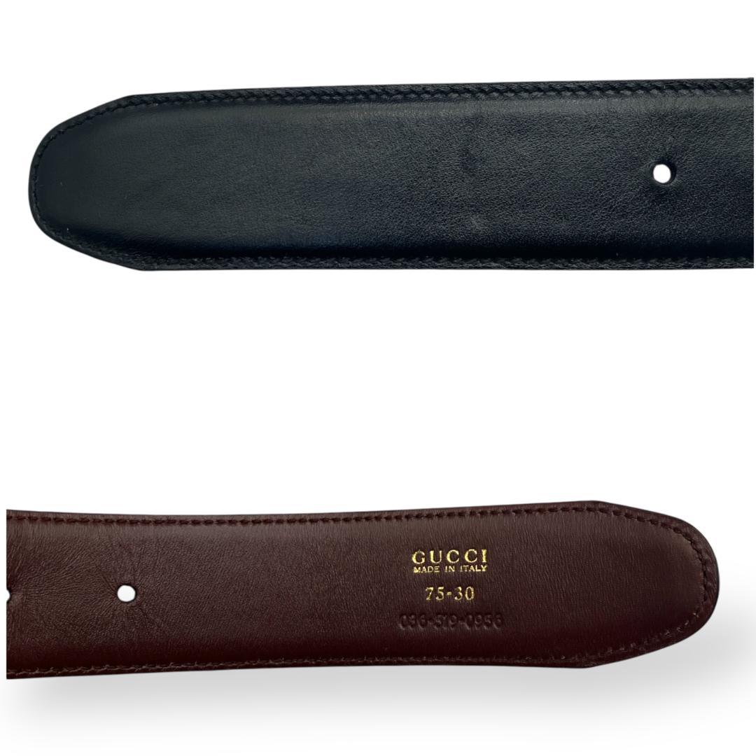 【美品】グッチ Gバックル リバーシブルベルト ゴールド ブラック ブラウン