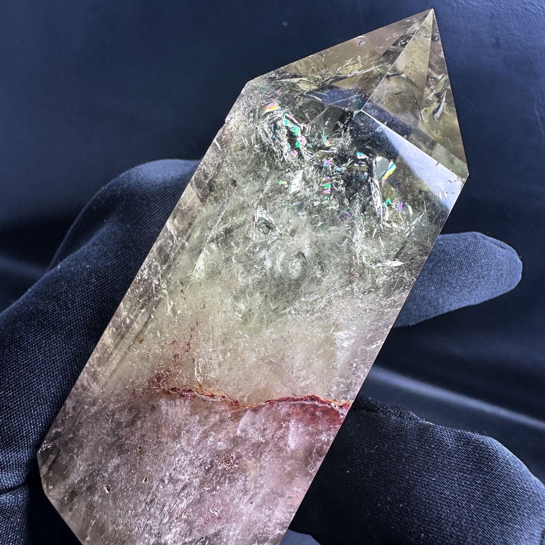 【金運·浄化】シトリン☆黄水晶 六角柱☆レインボー パワーストーン原石A1078