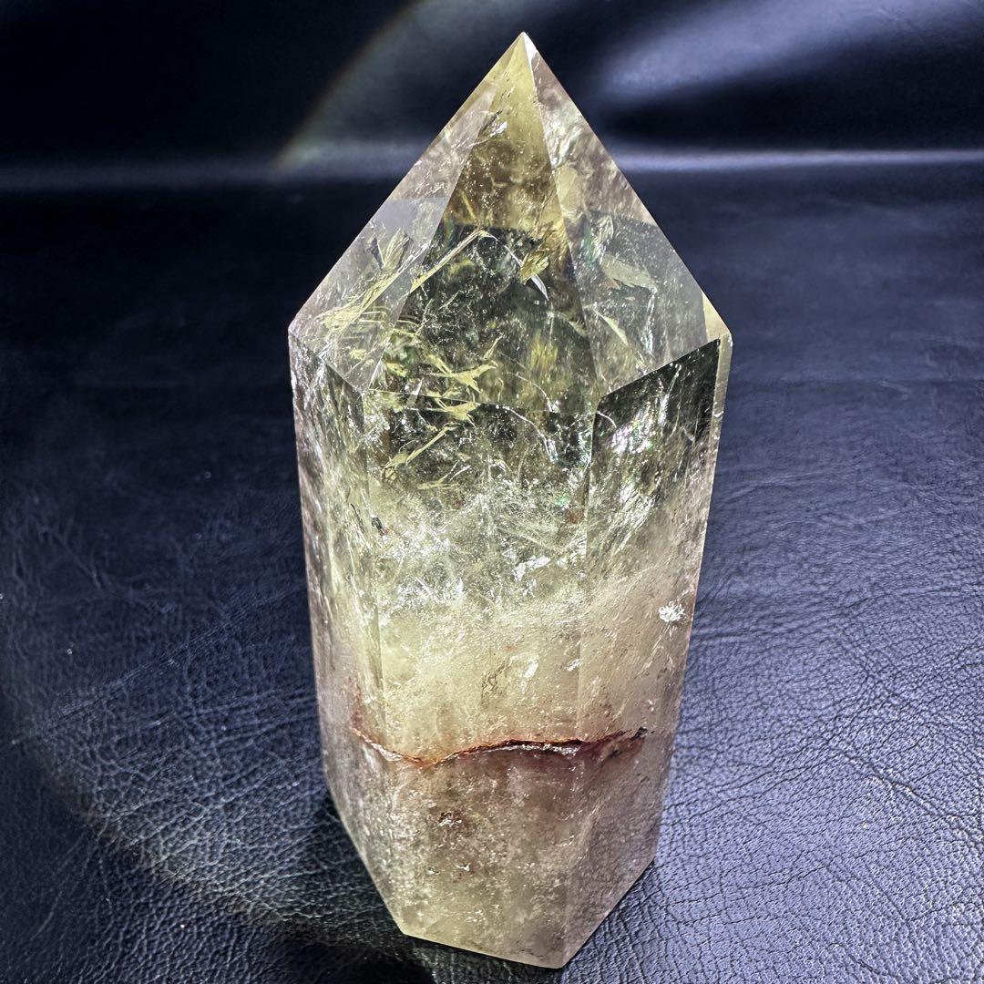 【金運·浄化】シトリン☆黄水晶 六角柱☆レインボー パワーストーン原石A1078