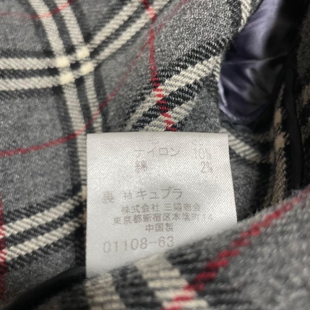 バーバリー　ブラックレーベル　ダッフルコート　チェック　黒　グレー　メンズ　M