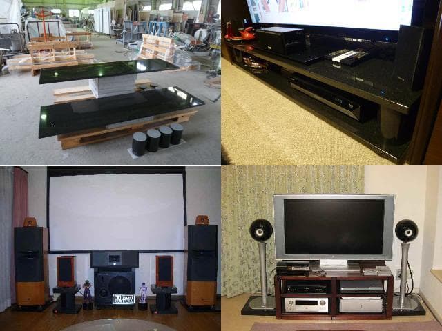 高級 天然黒御影石 山西黒　オーディオボード●420×390×20●2枚　ペア