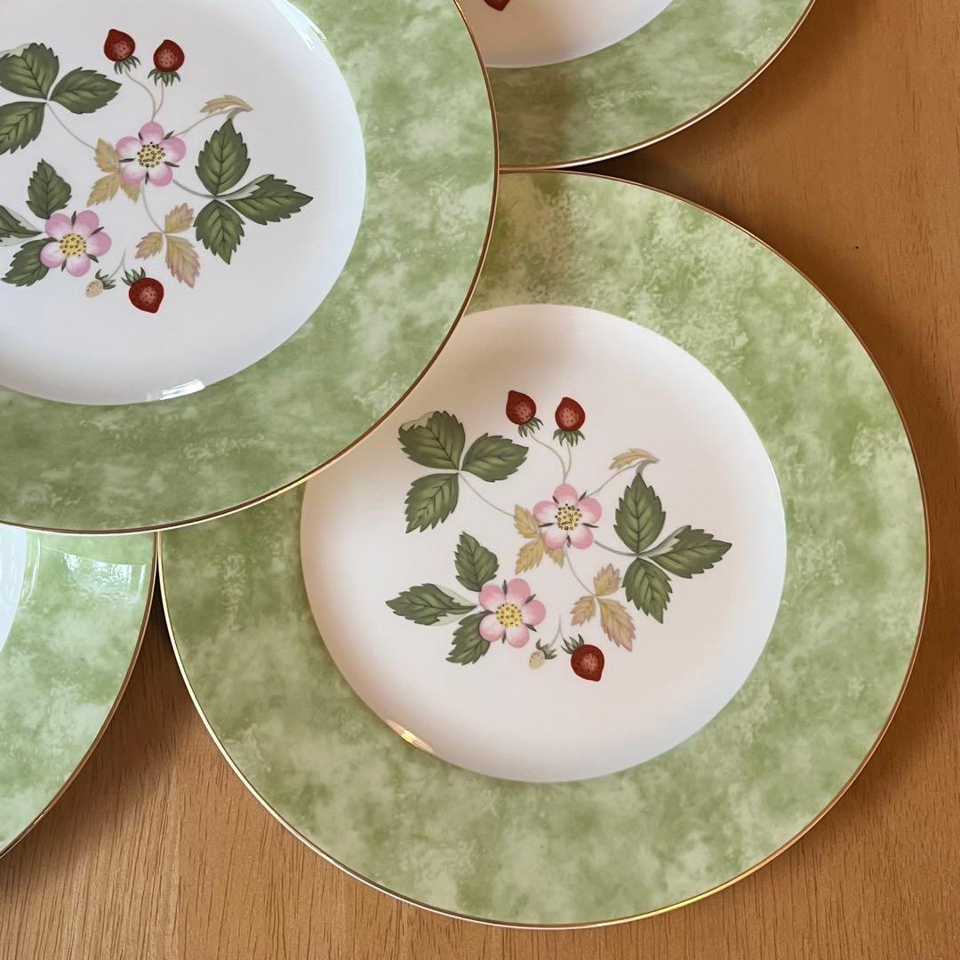 【美品】ウェッジウッド★ワイルドストロベリー★フルリムプレート　5枚