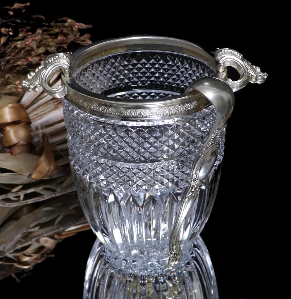 オールド・バカラ 1890年 銀装飾 アイスペール 1.2kg 貝殻 シルバー