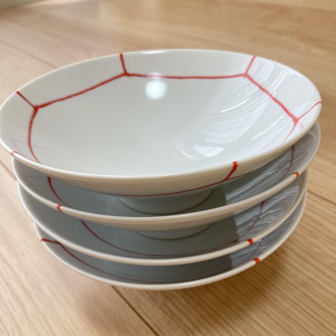 【美品】白山陶器　平茶碗　4客セット　ボウル　鉢　波佐見焼　平茶わん