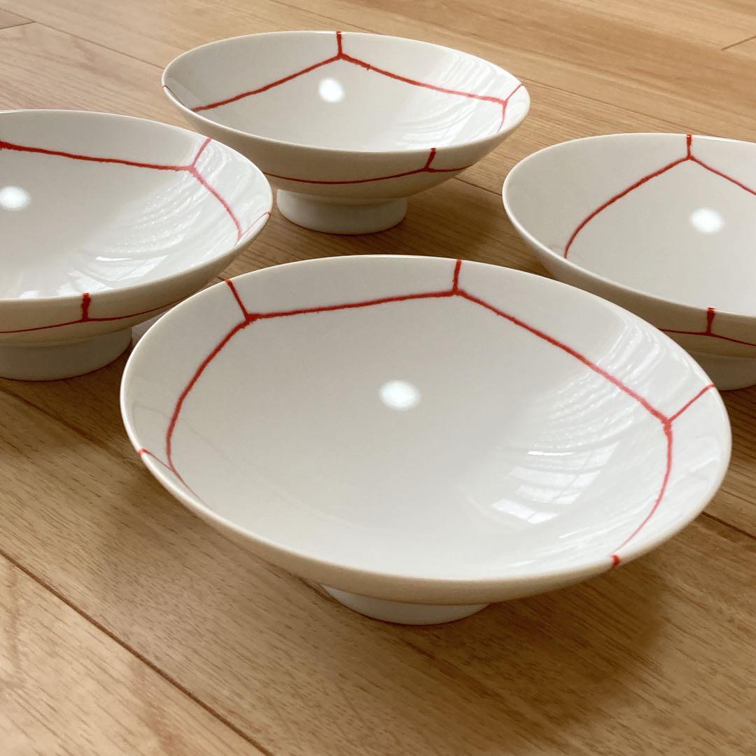 【美品】白山陶器　平茶碗　4客セット　ボウル　鉢　波佐見焼　平茶わん