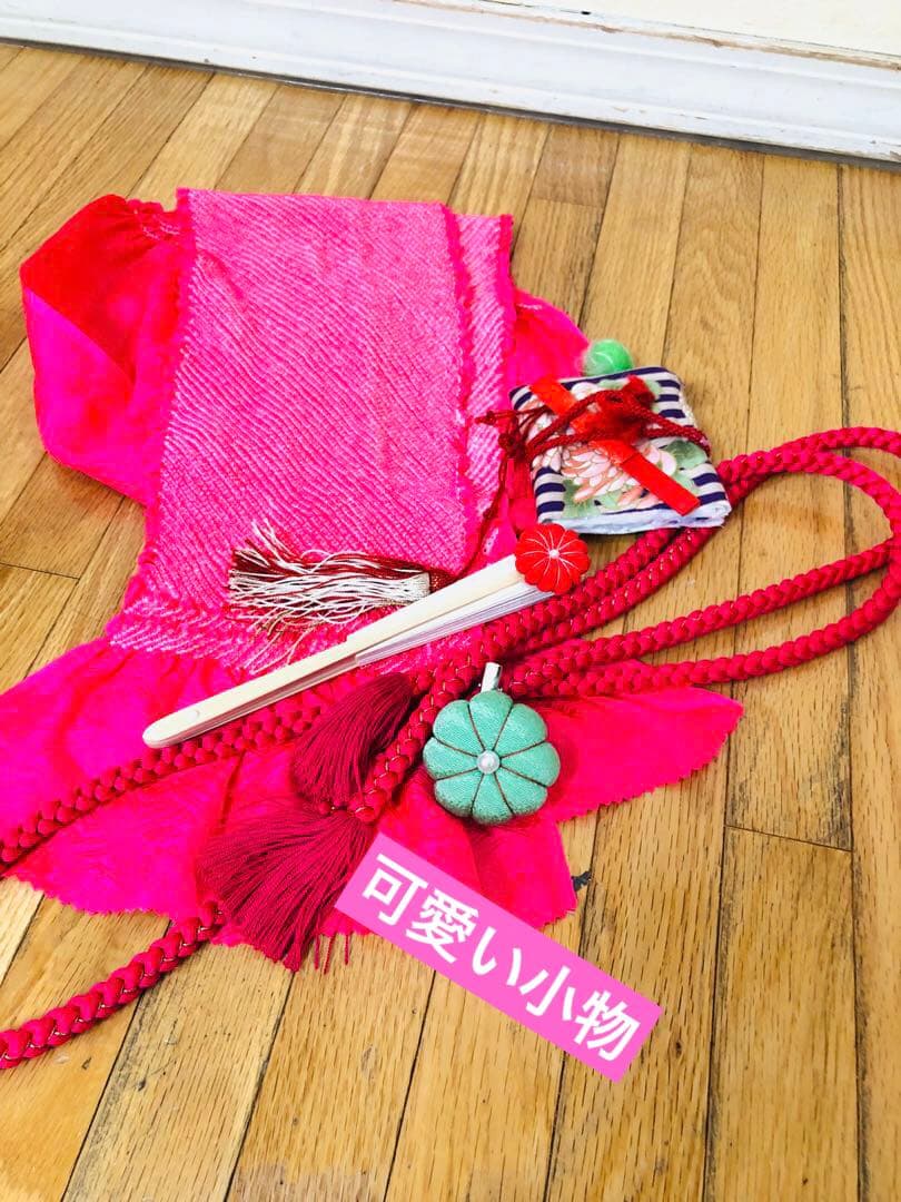 七五三 七歳‼️正絹絞り豪華絢爛‼️手毬花々金彩煌びやか際立つ銘品‼️作り帯楽々人気