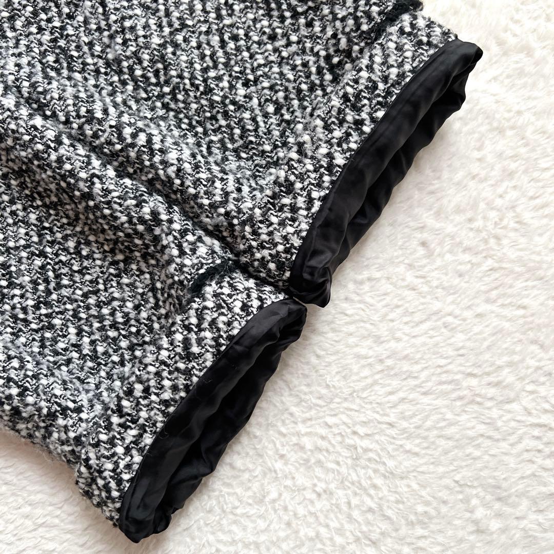 美品✨ラウンジドレス ツイードジャケット ノーカラー ウール 黒 人気完売品