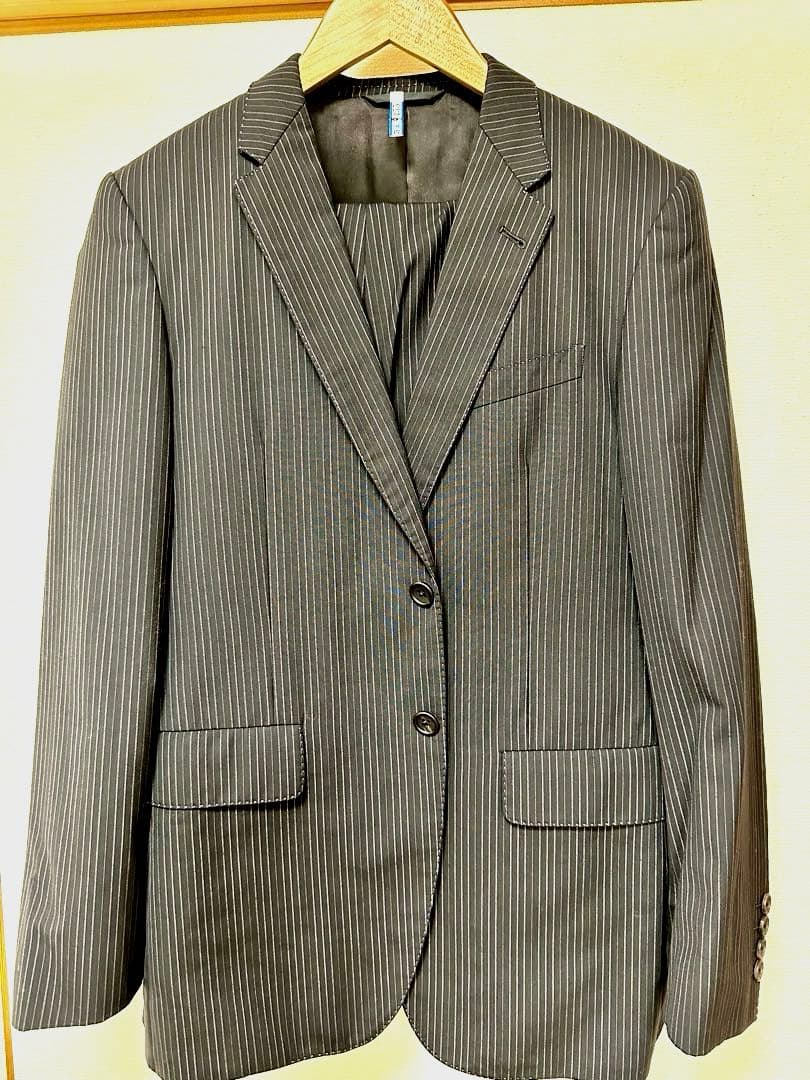 Paul Smith ポールスミス　コレクション　スーツ　黒　ストライプ　L