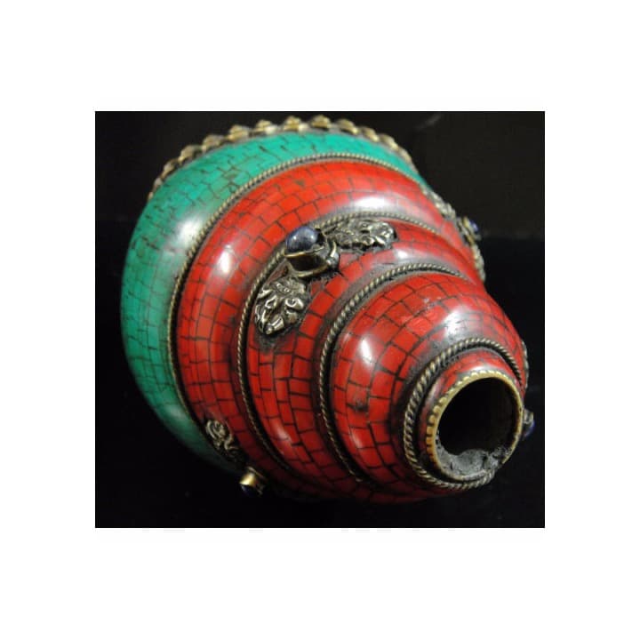 ◆チベット密教法具　法螺貝（シャンカ）羯磨（カツマ） M4