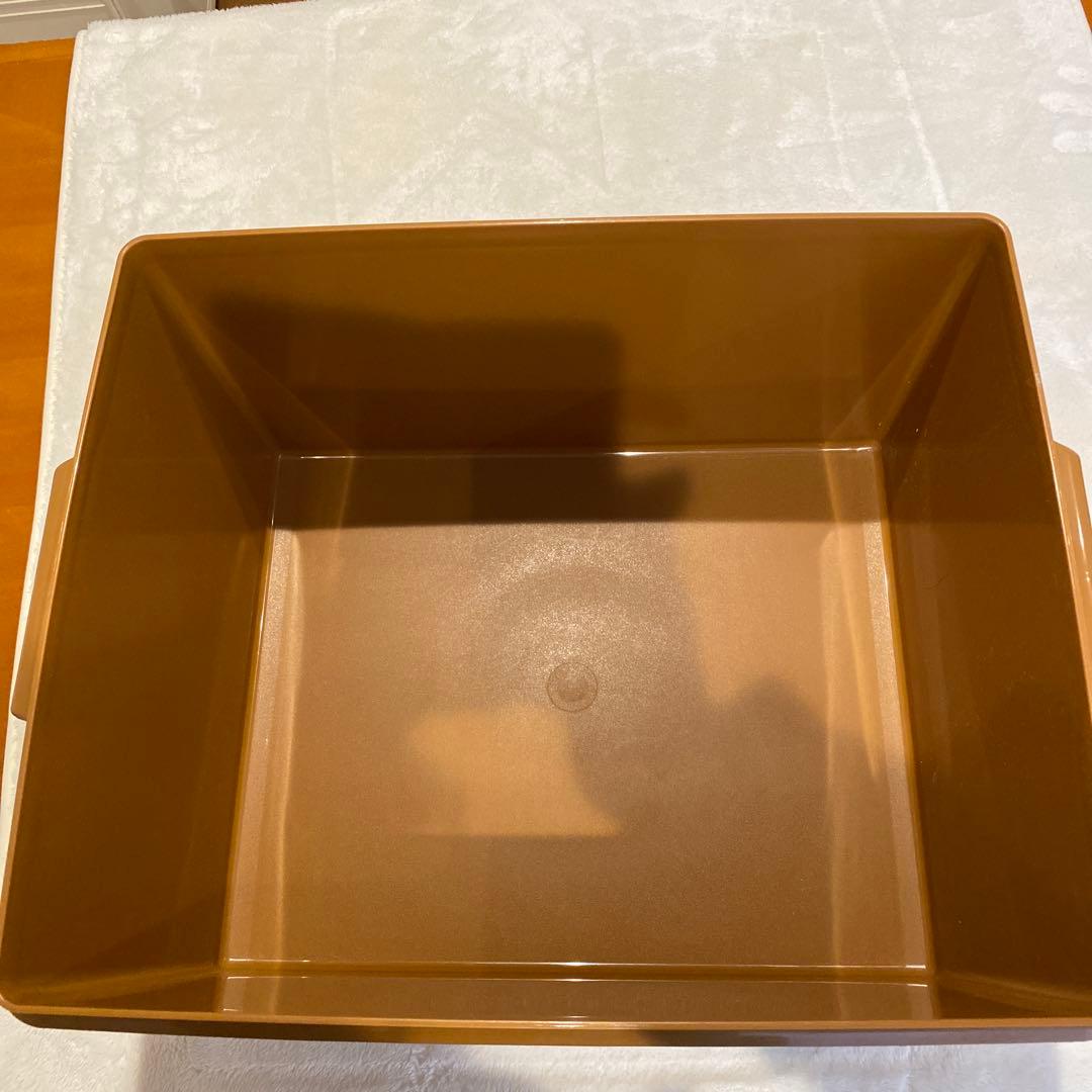 タッパーウェア　スーパーケース ブラウン収納ボックス 蓋付き 2個セット