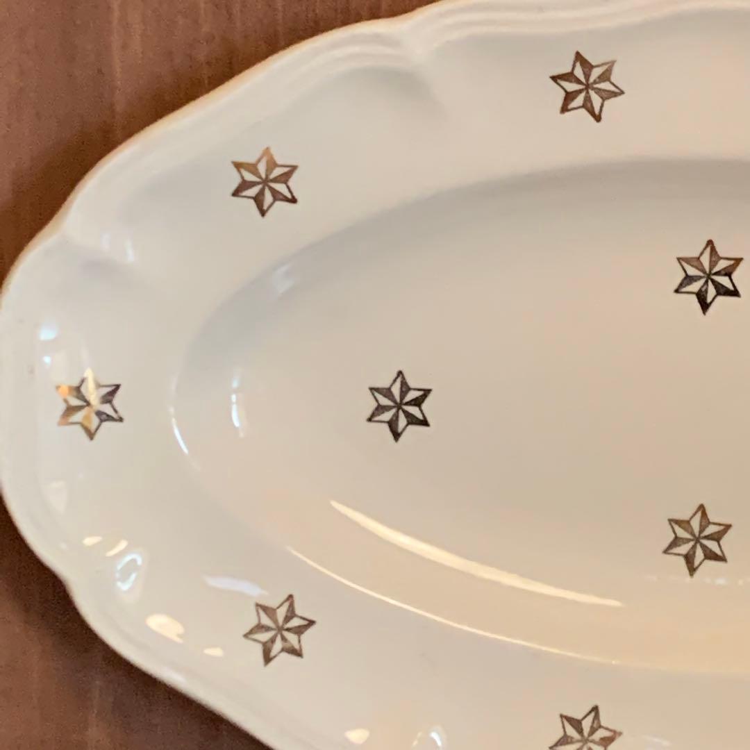 フランス　アンティーク　サルグミンヌ　オーバル　花リム　星　ラヴィエ