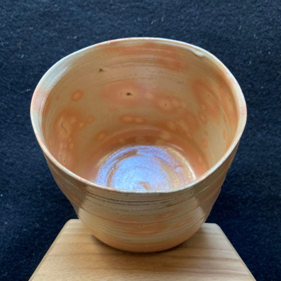 古曽部焼「御本立鶴茶碗」　押印　合わせ箱　高9.5×径10￼