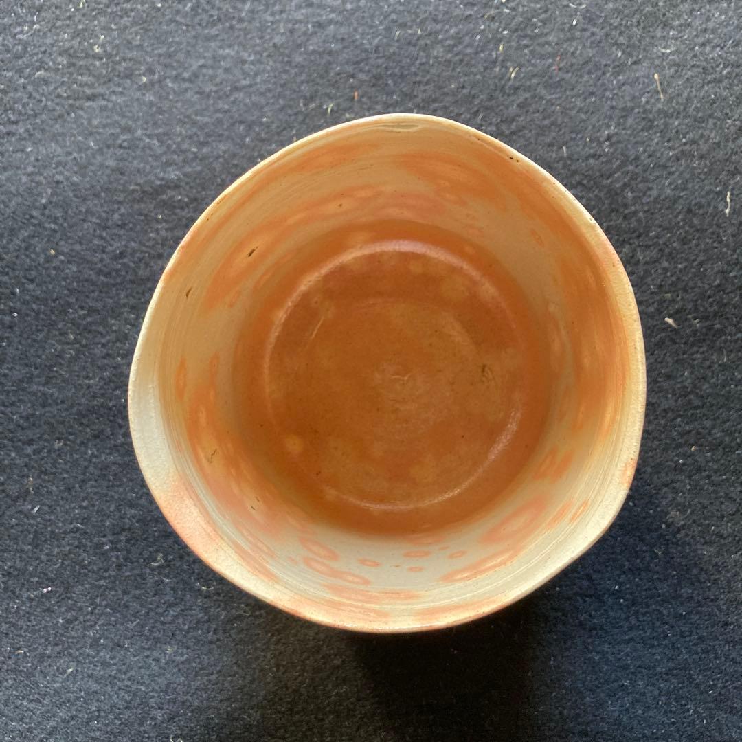 古曽部焼「御本立鶴茶碗」　押印　合わせ箱　高9.5×径10￼