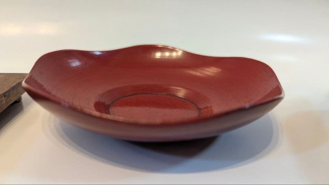 輪花　茶托　骨董　古美術　10客　箱付　漆塗　朱　托子　職人