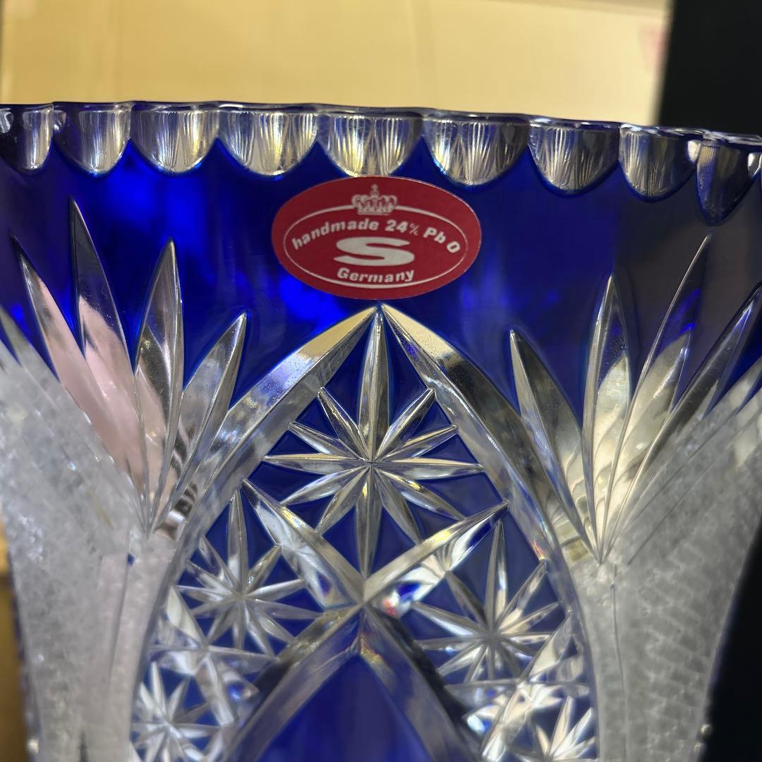 ドイツ　クリスタルガラス花瓶 色披 大型 高さ約40cm