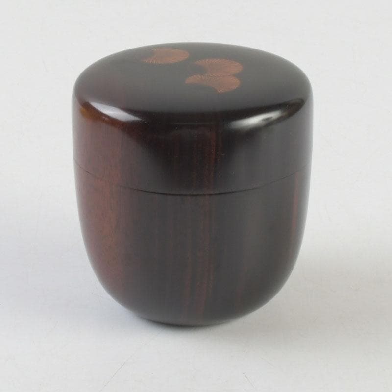 茶道具　山中塗　福田芳朗作　縞黒檀南天杢象嵌　壷々　大高棗　共布共箱　V9263