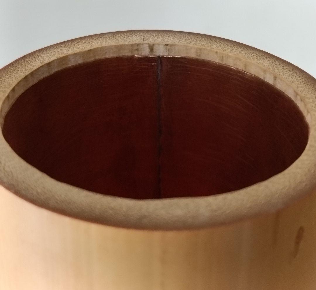 雲亭生造　古竹かけ筒華入　共箱付　掛け花入　茶道具