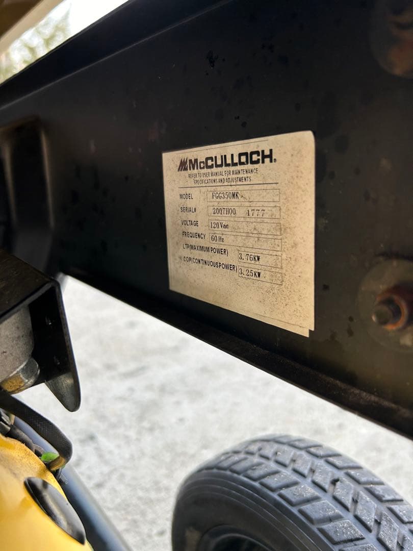 McCULLOCH ガソリン発電機 FGG350MK 3760W