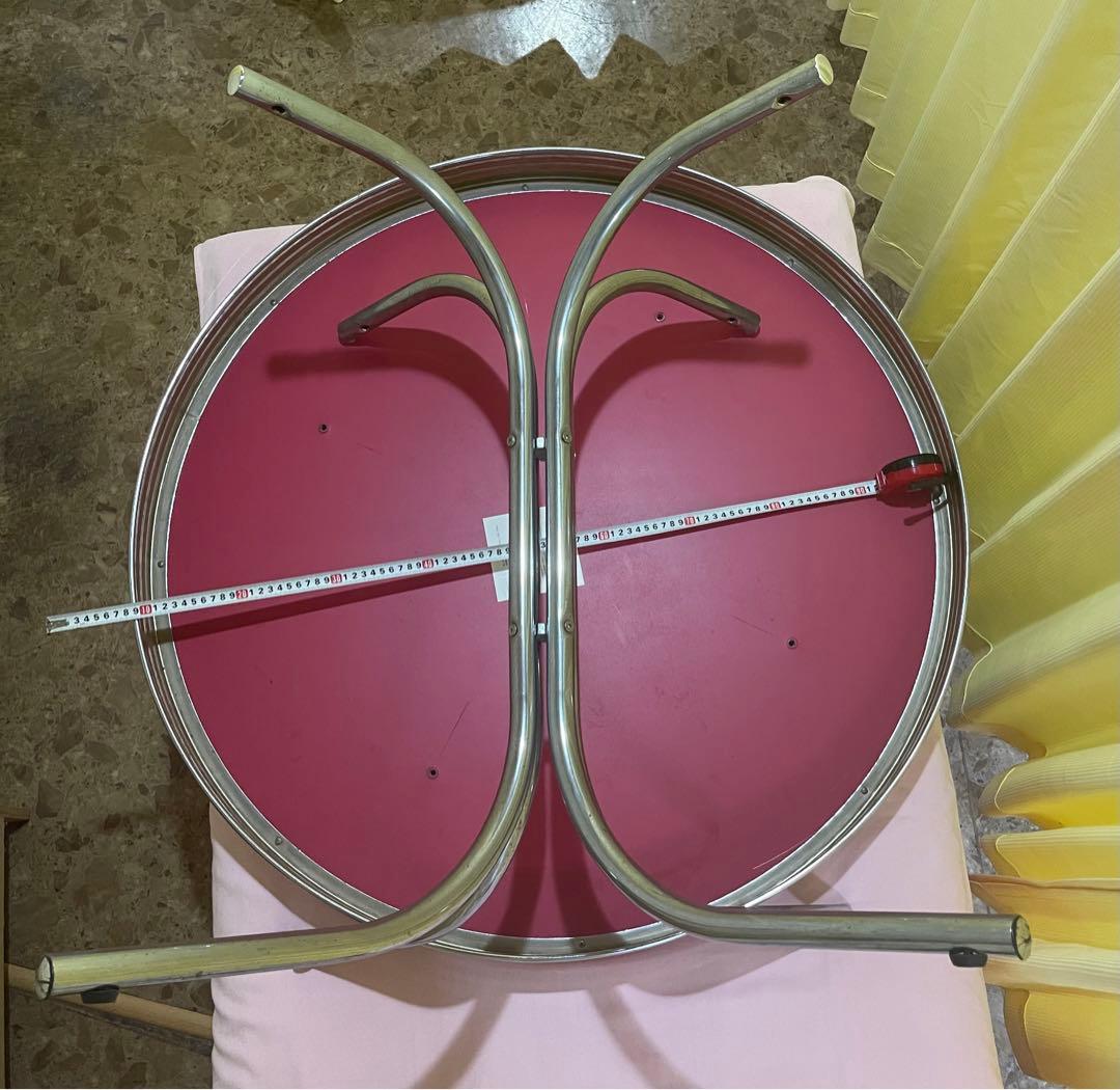 赤色アメリカンレトロ丸型ダイニングテーブルused美品91×91×72cm錆あり