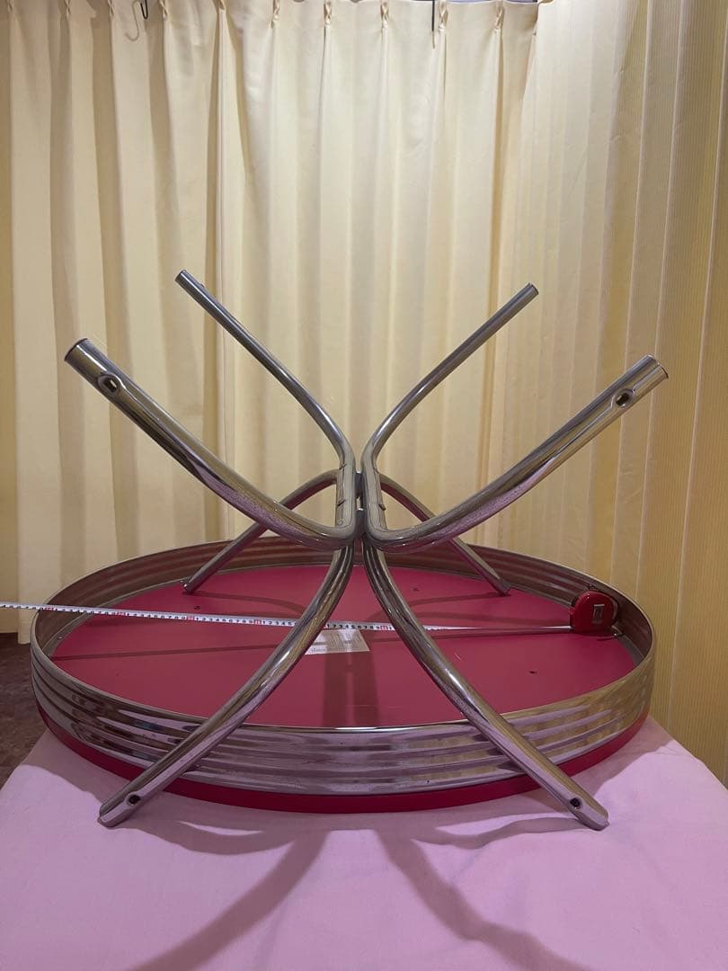 赤色アメリカンレトロ丸型ダイニングテーブルused美品91×91×72cm錆あり