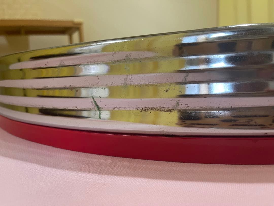 赤色アメリカンレトロ丸型ダイニングテーブルused美品91×91×72cm錆あり