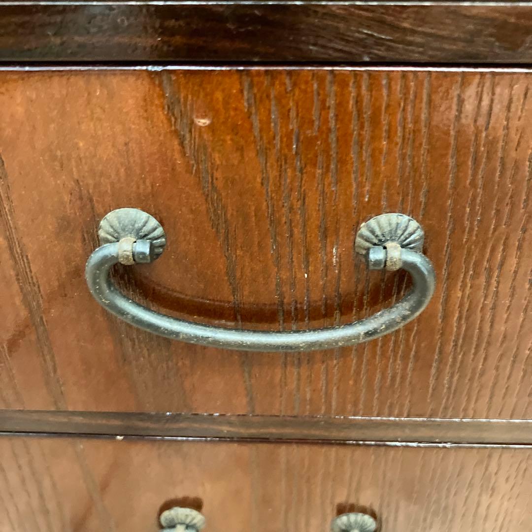 昭和レトロ 木製 葡萄柄 折りたたみ文机 テーブル 箪笥 小箪笥 3段 小物入れ