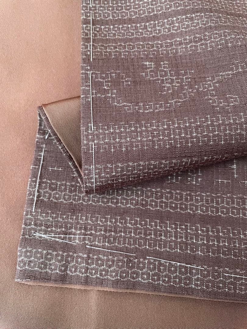 しつけ付き 本場結城紬 モカ茶 真綿亀甲絣正絹小紋着物