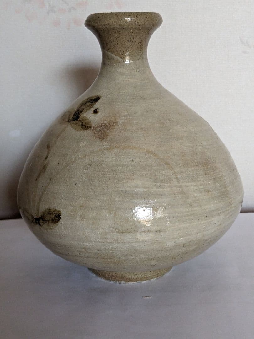 ♦朝鮮 韓国陶磁 鉄絵 秋草文 刷毛目 酒器 徳利 コレクション 骨董品