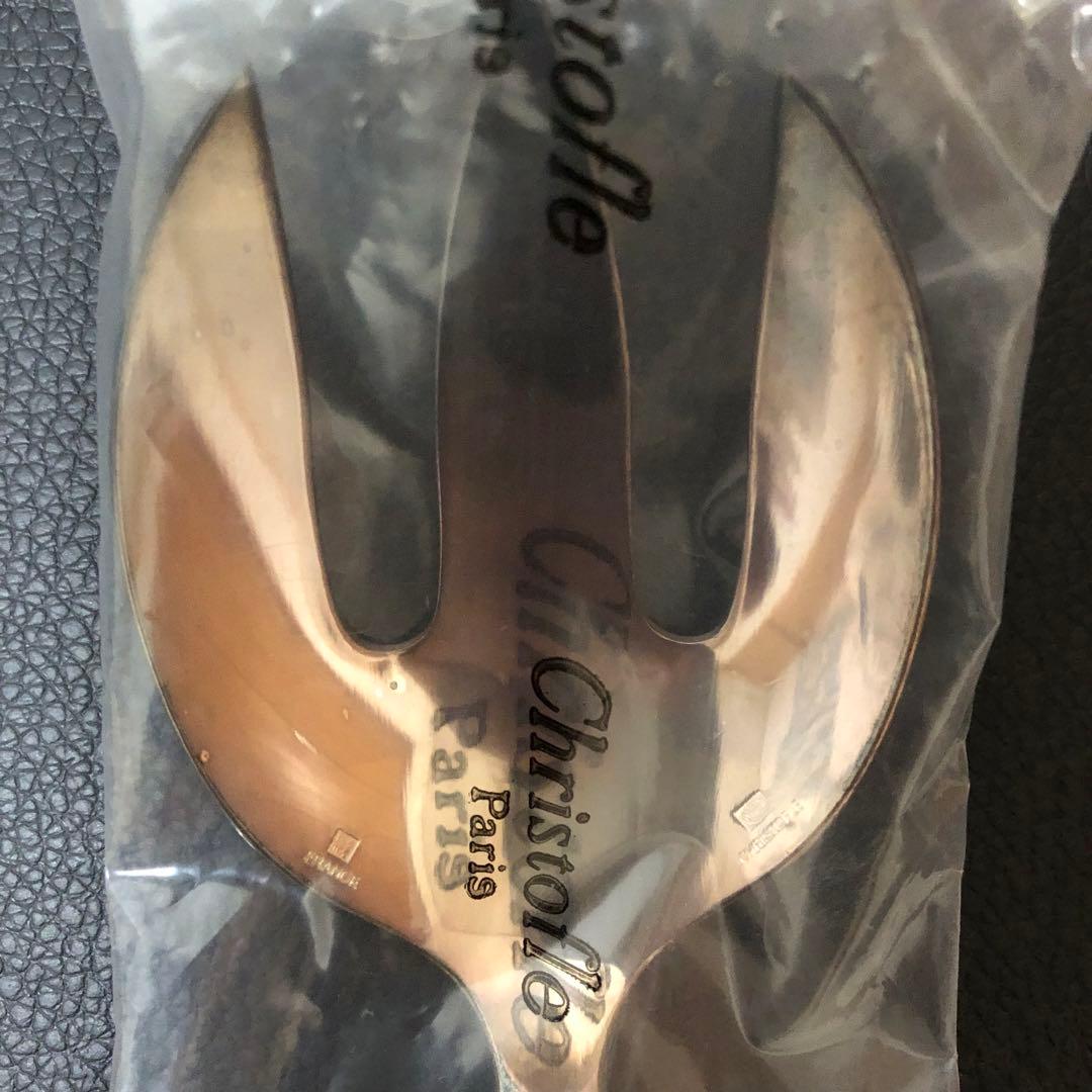 希少未開封クリストフルアリアゴールドリングサラダサービングフォーク変色防止布袋付