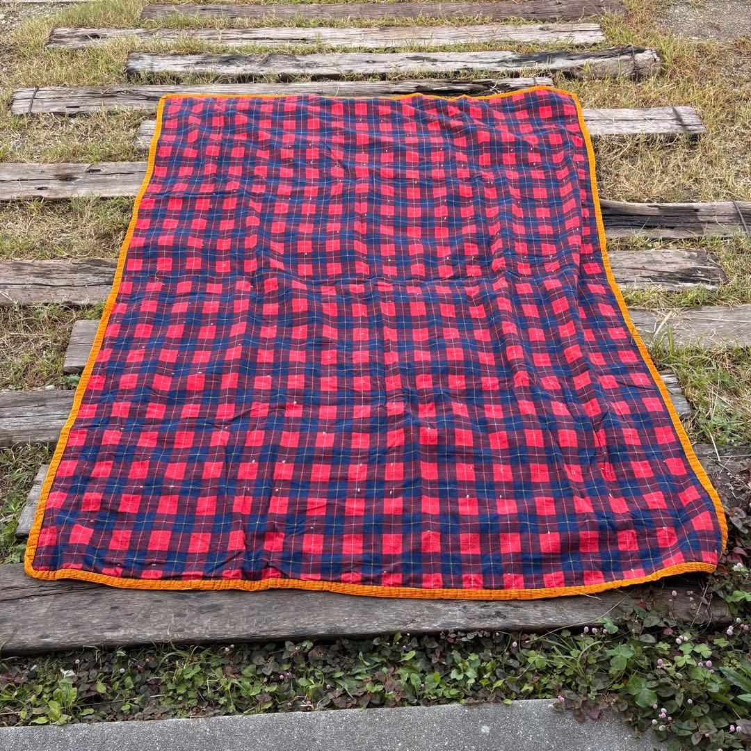 【USA Vintage】パッチワーク 布 ブランケット キルト ラグ