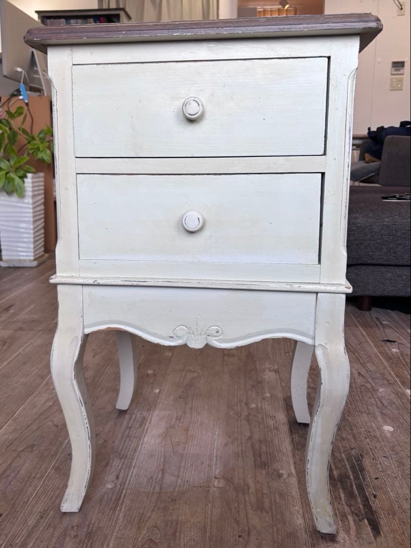 アンティーク木製チェスト 2引き出し サイドチェスト