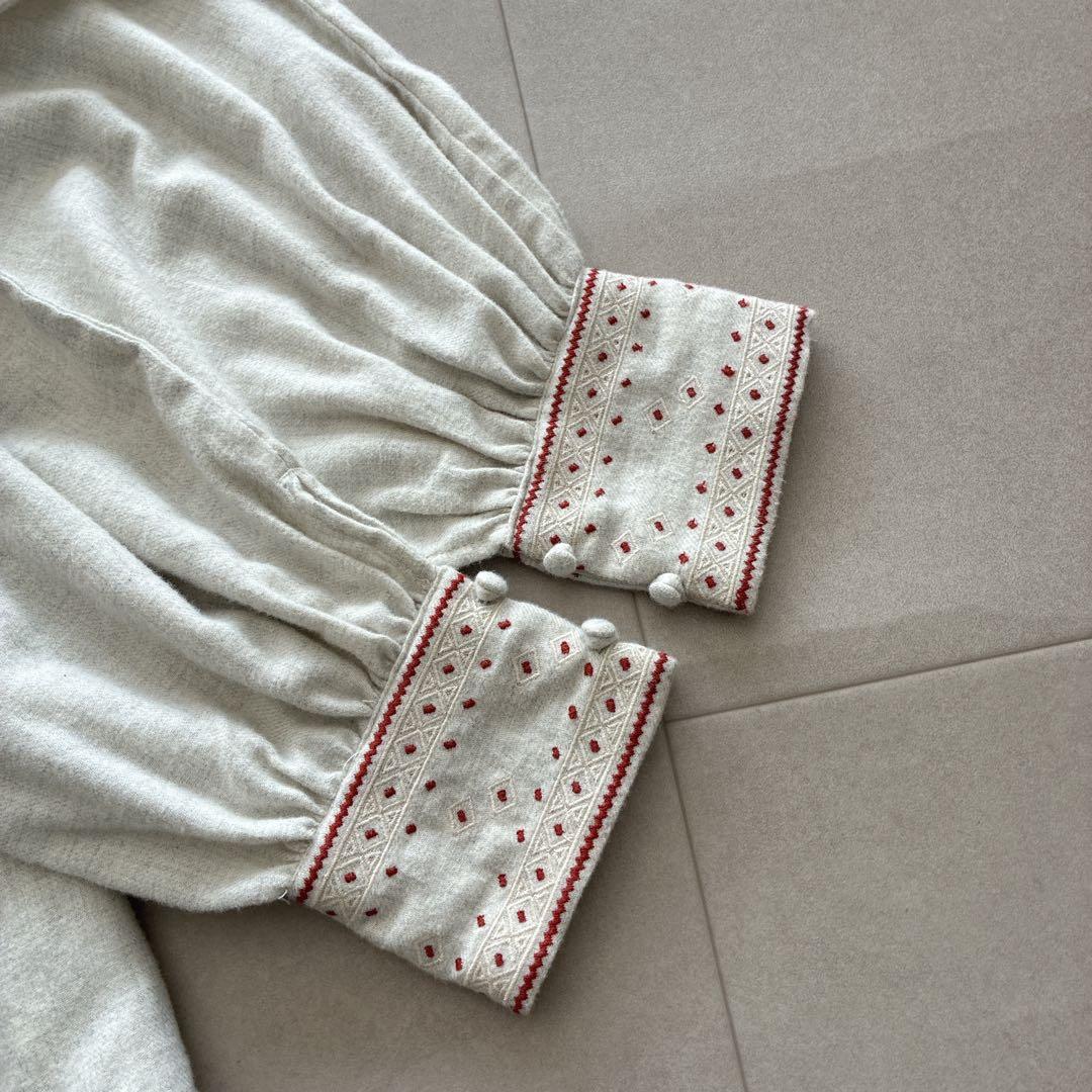 極美品 完売品 ツムグ♡コットン ビエラトップ 起毛 刺繍 2way ブラウス