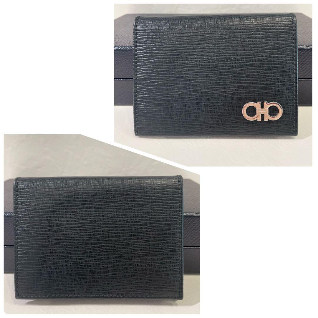 美品　フェラガモ　ガンチーニ　名刺入れ　黒　赤　カードケース　パスケース