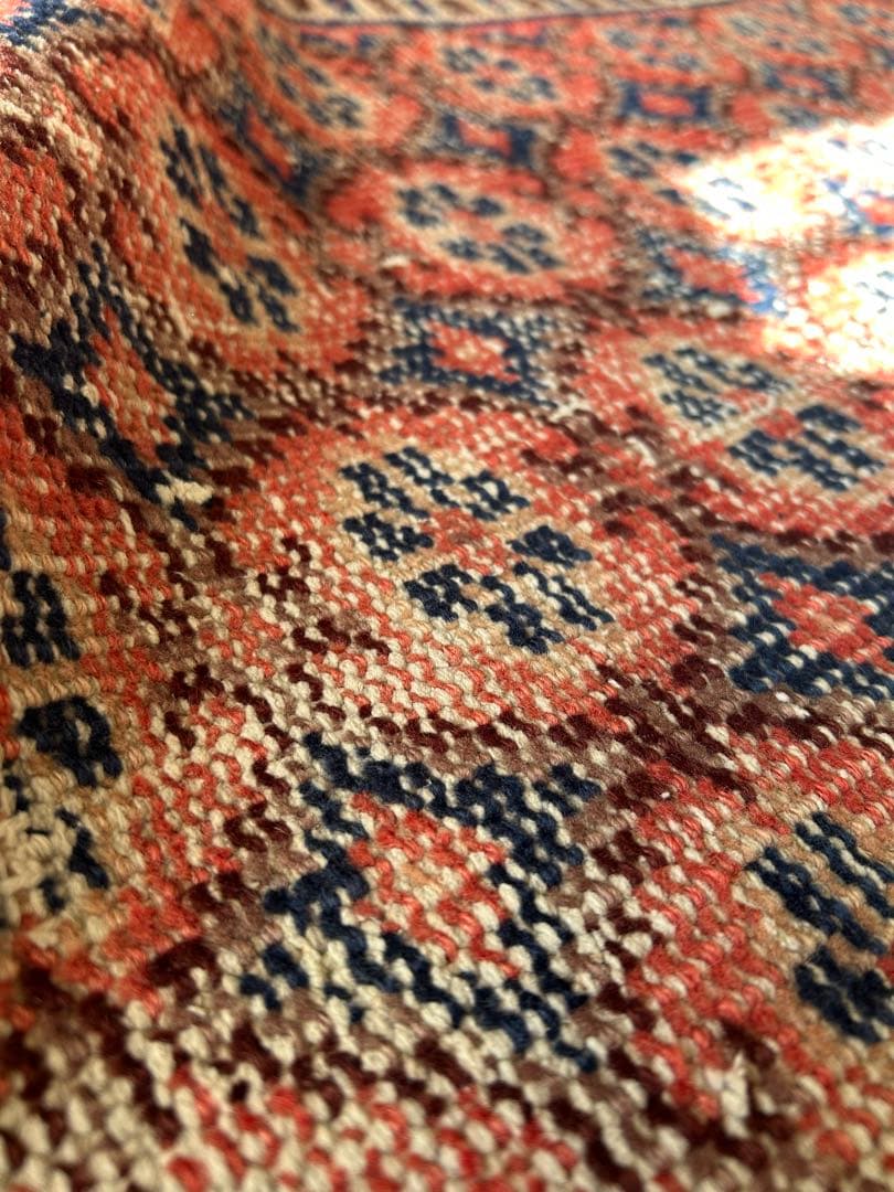 110×74 レア柄　お花のstamp トルコ　ヴィンテージラグ　トルコラグ