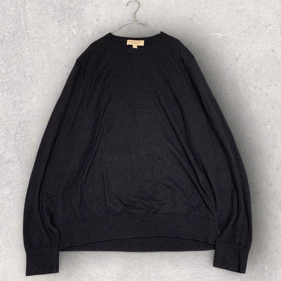 Burberry バーバリー カシミヤ混ニット 長袖 ノバチェック ブラック