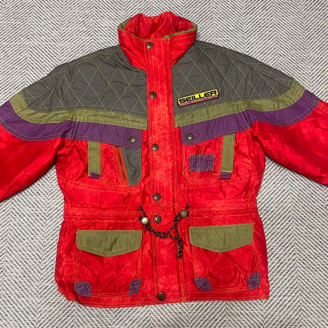 【年代物・レア】SEILLER スキースノボウェア セットアップ　レッド　L