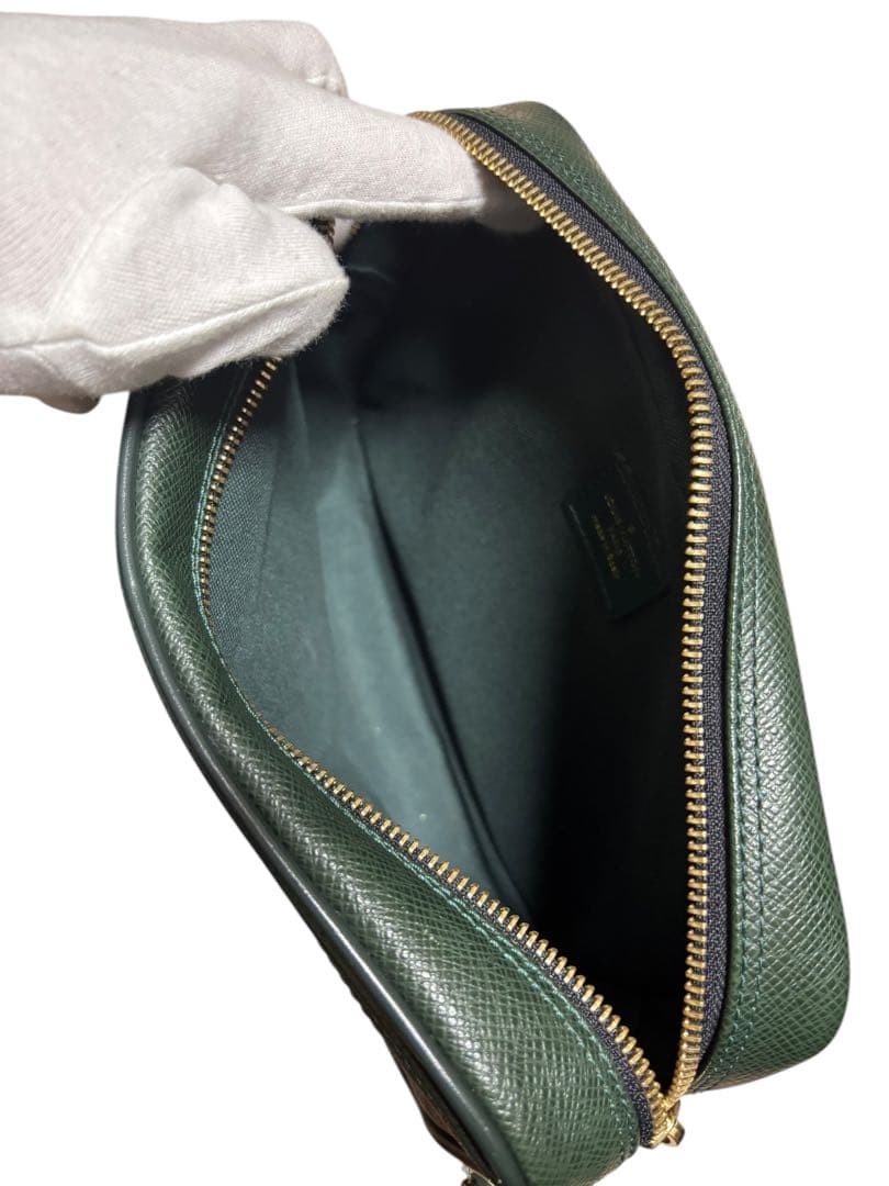 ルイヴィトン セカンドバッグ グリーン ゴールド金具