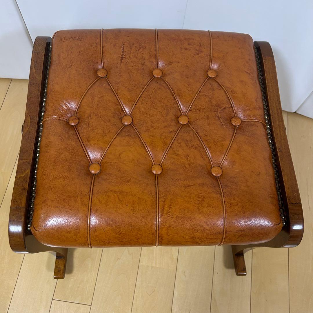 イタリア製　ロッキングチェア　希少オットマン　アンティーク　ブラウンレザー